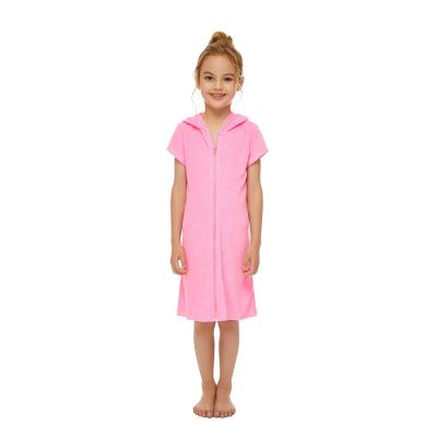 China Summer Dress Kids Girls Breathable Cover Ups Beach Dress Girls Big Swimsuit Cover Up Long Hooded Swim Dress for sale