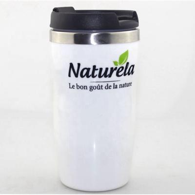 China Hot Selling Durable 10oz 280ml Portable Double Wall Inside Metal Outside Plastic Coffee Mug With Logo For Promotion for sale