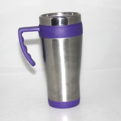 China Sustainable Insulated Plastic Stainless Steel Cup Coffee Mug Travel Mug With Handle for sale