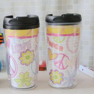 China Travel Viable Double Walled Plastic 10oz Coffee Mug Detachable And Replaceable Advertising Paper Cup for sale