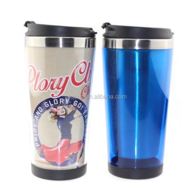 China Stocked Stainless Steel Double Cup Wallpaper Cups Insulated Coffee Mug With Paper for sale