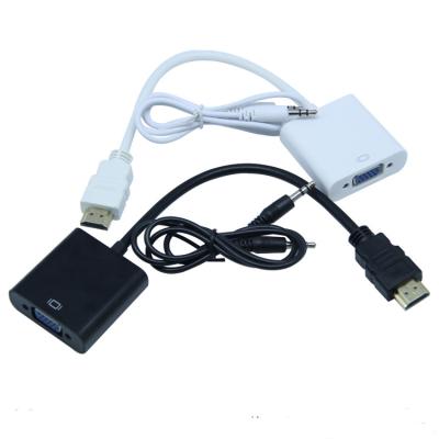 China ABS Gold Plated 1080P HD to VGA Adapter Cable Converter with 3.5mm Audio Cable Male to Female Cable HD Compliant Vedio Converter for sale