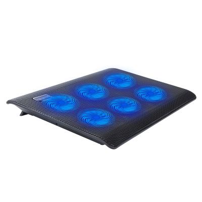 China high quality aluminum 14-17inch laptop cooling pad with 6 fans for sale