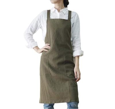 China Oil Painting Linen cotton apron waterproof bib apron waist embroidery for sale