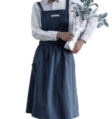 China Oil Painting Adult cotton linen artistic apron kitchen cooking coverall household Japanese female apron Korean version fashionable and cute for sale