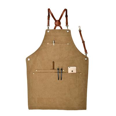 China Cleaning 2022 High Quality Aprons BBQ Barber Artisan Apron with Genuine Leather Straps Factory Wholesale for sale