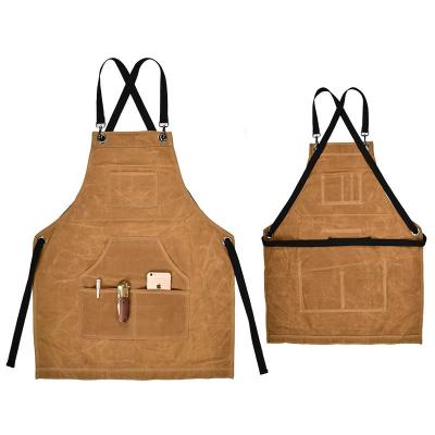 China Neatening/Storage Korean style dry wax work apron sleeveless shoulder strap barista apron for sale