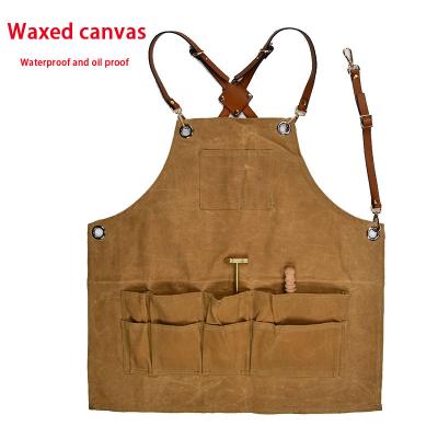 China Neatening/Storage Leather tool apron welding multipurpose leather woodworking oil wax canvas apron multiple pockets for sale