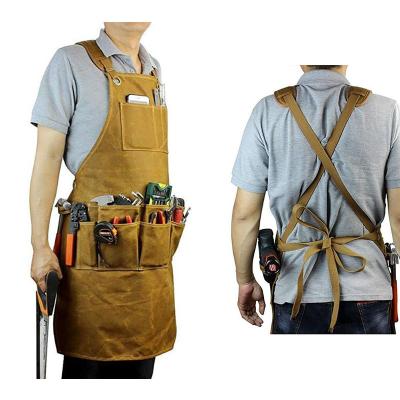 China SANITARY New style waterproof and wear-resistant outer sheet Vintage oil wax canvas waxing tool Barbecue apron Work uniform customized LO for sale