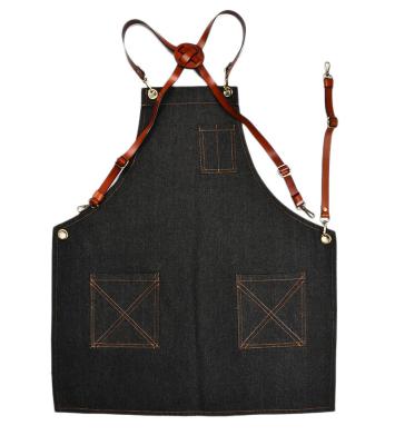 China Cleaning New restaurant barber shop advertising apron cotton smock coffee shop cowboy work apron for sale