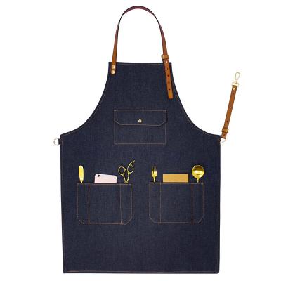 China Cleaning All cotton denim apron adjustable bandage men and women wear resistant antifouling apron for sale