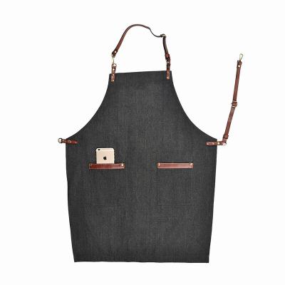 China SANITARY Simple Korean Fashion Denim Apron Chef Milk Tea Coffee Shop Assistant Baking Tools Canvas Work Apron for sale