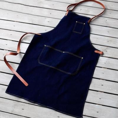 China SANITARY Denim Apron Coffee Studio Gallery Internet Bar Work Canvas Apron for sale