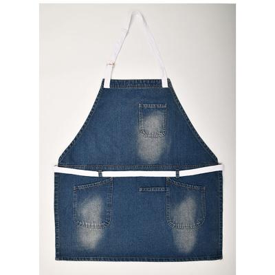 China Oil Painting Adult denim wash apron printed milk tea barista canvas men and women heat transfer children's apron for sale