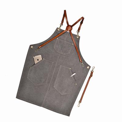 China Cleaning Fashionable adult denim apron printed in Korean version Western food cafe Painter baking nail for sale