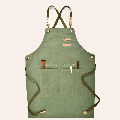 China SANITARY Canvas leather apron Korean fashion multi color coffee shop painting same type embossing hot transfer lo for sale