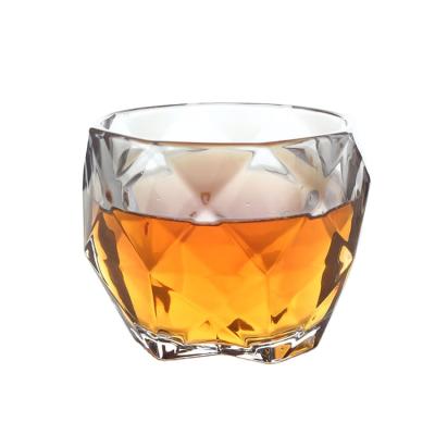 China Viable Crystal Glass Hexagon Gold Cocktail Bottle Vacation Whiskey Glass Mug for sale