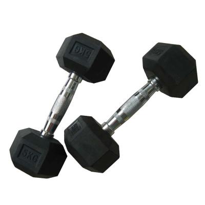 China Cross 50kgs Rubber Coated Hex Dumbbell Vinyl Coated Dumbbell Set for sale