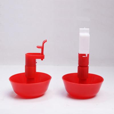 China Farms 9.5cm Red Plastic Tee Fittings For Threaded Bird Chicken Nipple Drinker Bowl for sale