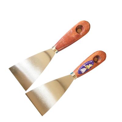 China Stainless Steel Wall Plastering Scraper Construction Tools Wood Handle Putty Knife for sale