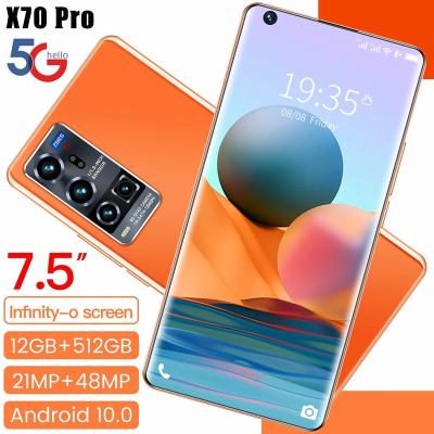 China Dual SIM Card X70 pro mobile phones MTK655 12GB+512GB smartphone 7.5inch android10.0 handphone for sale