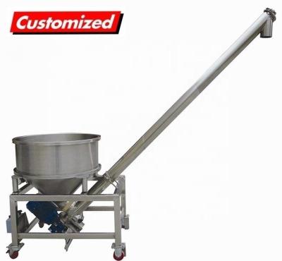 China Adjustable Height and Speed Stainless Steel Screw Auger Conveyor with Small Hopper for sale