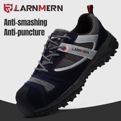 China LARNMERN OEM ODM Steel Toe Men Work Anti-Puncuture Shoes Steel Toe Cap Safety Shoes Professional Mesh Anti-Smash Work Safety Boots for sale