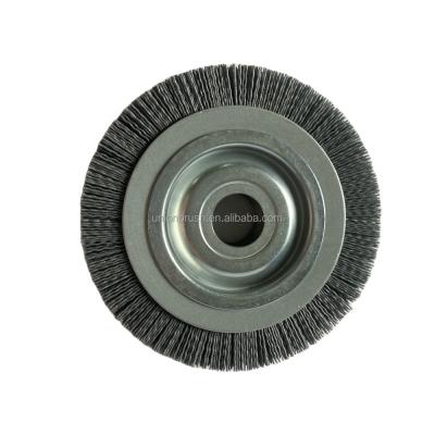 China Hot Sale Silicon Wire Abrasive Nylon Carbide Wire Circular Round Grinding Wheel Brush Abrasive Nylon Bristle for sale