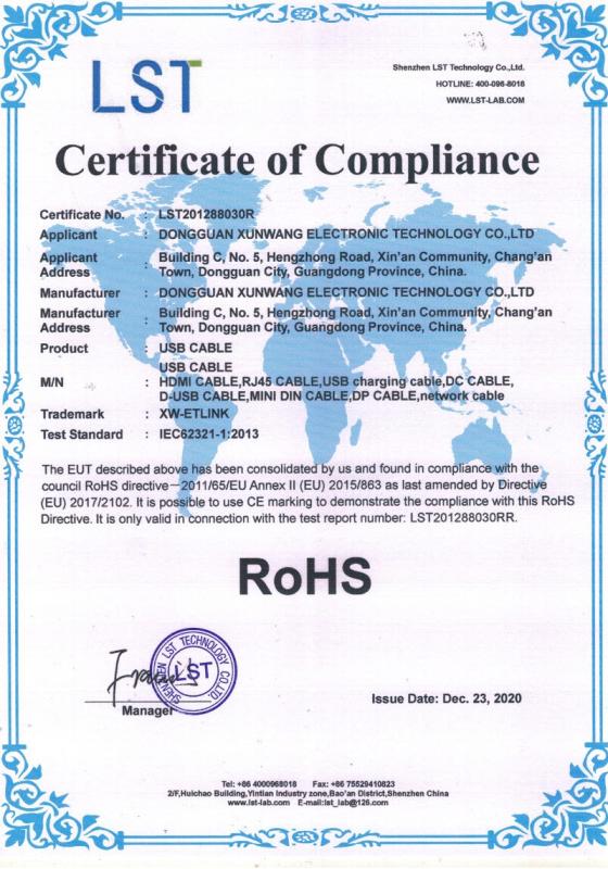 RoHS - Dongguan Xunwang Electronic Technology Co., Ltd.