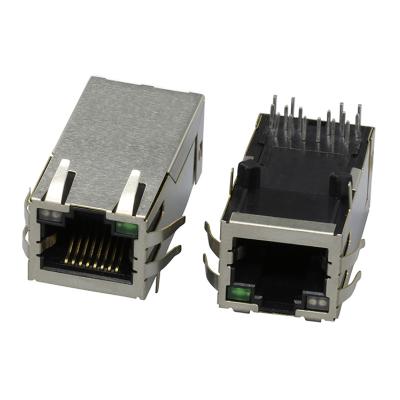 China 1x1 pcb single port cat6 rj45 connector led modular ethernet rj45 connector rj45 transformer jack for sale