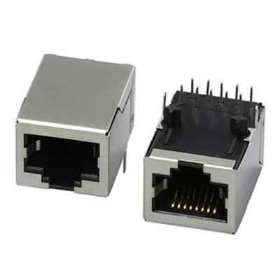 China Single port POE rj45 rj45 pin female connector rj45 jack pcb network connector 8P8C for sale