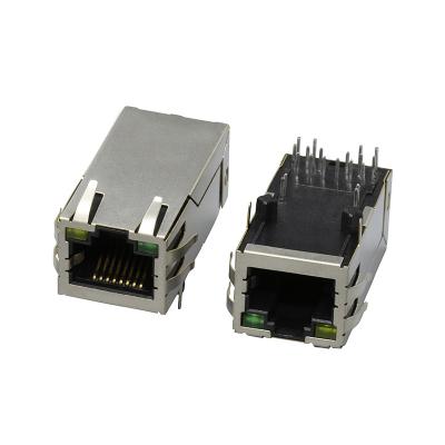 China Single pcb left tab up rj45 8P8C ethernet rj45 connector led modular pcb rj45 jack jack for sale