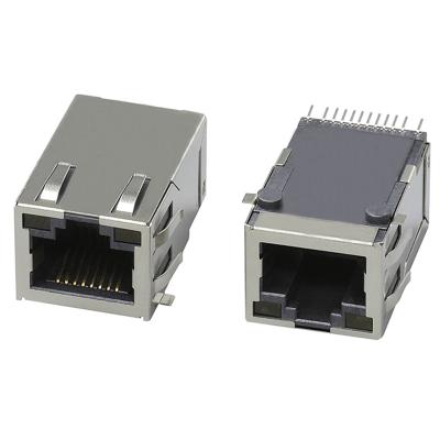 China pcb surface mount rj45 female connector led modular jack smt single left base-t type 10/100 for sale