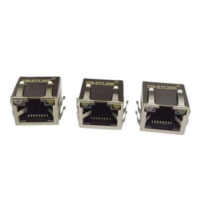 China Customizable female 8pin rj45 pcb connector with led modular pcb rj45 jack for sale