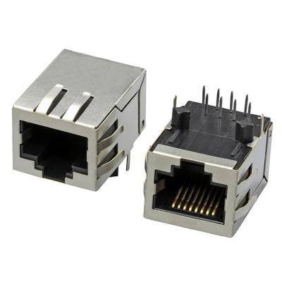 China PCB 10/100Base-T gigabit with shrapnel rj45 8 pin female connector network connector led modular jack rj45 ethernet rj45 connector for sale