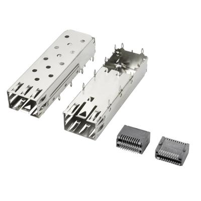 China PCB 1x1 SFP Cage Connector with EMI Press Fit Spring Ground Stake for sale