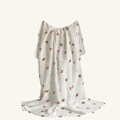 China High Quality Non-Toxic Dye Printing Bear Design Organic Fiber 100%bamboo Muslin Wraps For Newborn Baby for sale