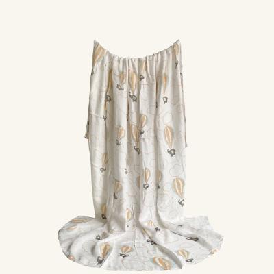 China Best Selling Sustainable 100%Bamboo Fiber Dye Printing Elephant And Air Balloon Design Warm Comfy Muslin Wraps For Newborn Baby for sale