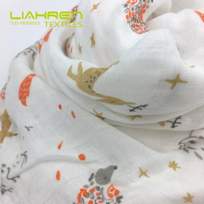 China Sustainable Top Sales Soft 4 Layer Cotton Bamboo Organic Muslin Wraps Print Baby Blanket for sale