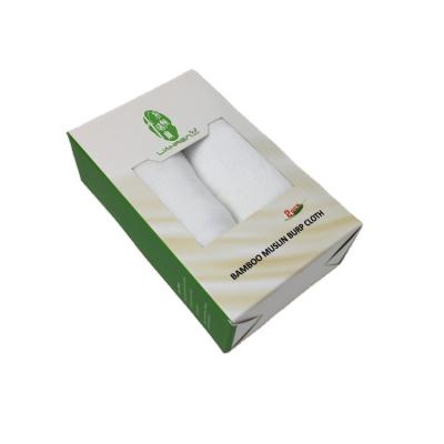 China Antibacterial Bamboo Muslin Cloth With Button Gift Box Packing 2 Pieces Set Baby Burp Cloth for sale