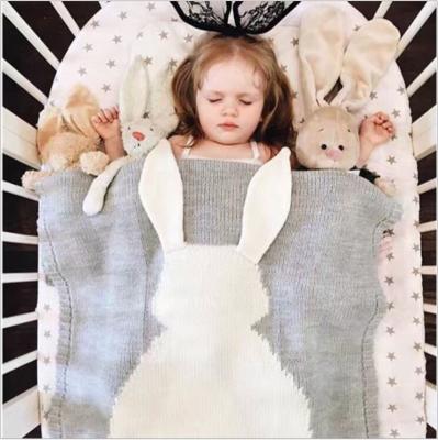 China Other Customized Gift Rabbit Design Bamboo Baby Knitting Blanket for sale