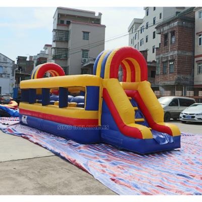 China PVC 10x3m Large Outdoor Wipeout Baller Inflatable Obstacle Courses For Kids And Adults for sale