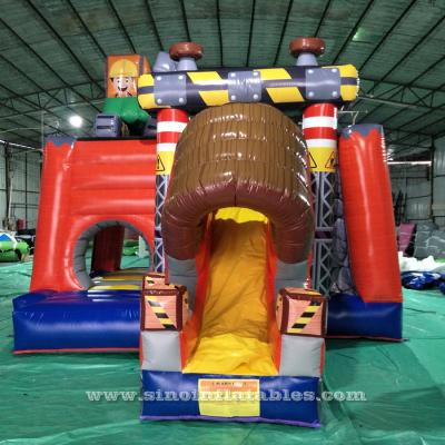 China Kids Giant Excavator PVC Inflatable Blow Up Bouncy Castle With Slide Made From Sino Inflatable for sale