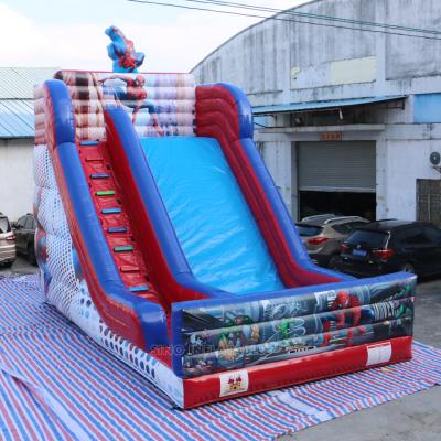 China PVC 7 meters high kids inflatable spiderman slide with full digital printing for outdoor parties for sale