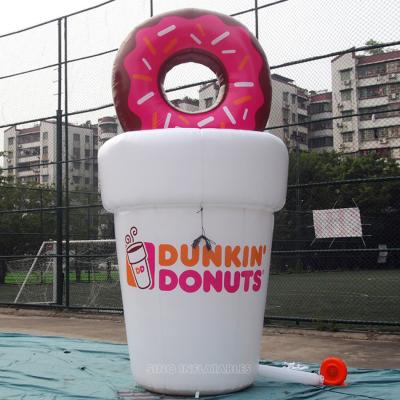 China Best Of Oxford Nylon 5m High Dunkin Donuts Giant Inflatable Coffee Cup With Custom Logo Printed For Outdoor Advertising for sale