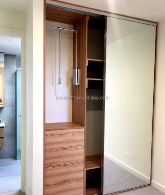 China (Size)Adjustable Modern Rail Sliding Door Wardrobe With Mirror,Almirah Design Wooden MDF Bedroom Wardrobe for sale