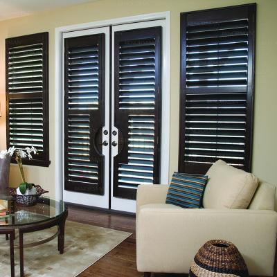 China Waterproof Wholesale Porcelain Blinds Indoor Internal Dark Wood Shutter Blinds for sale