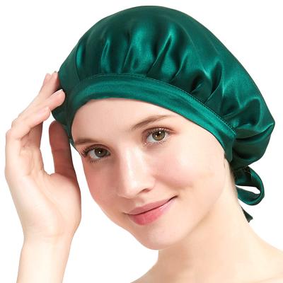 China New Fashion Dobby Hood 100% 16mm Soft Satin Hair Care Sleep Cap Female Pure Silk Night Cap for sale