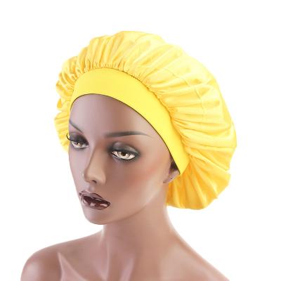 China Chemotherapy Striped Imitation Silk Wide Brim Ladies Bandeau Brim Night Dome Night Dome HOOD SILKY PAC for sale