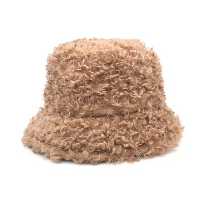 China New plush winter ladies lamb teddy fur fisherman hat tik tok the same style plush bucket hat thick warm hat for sale